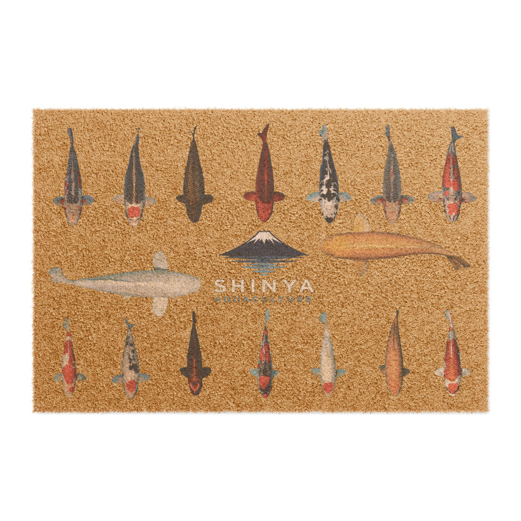 High Quality Japanese Koi Fish Welcome Mat With Shinya Aquaculture Logo