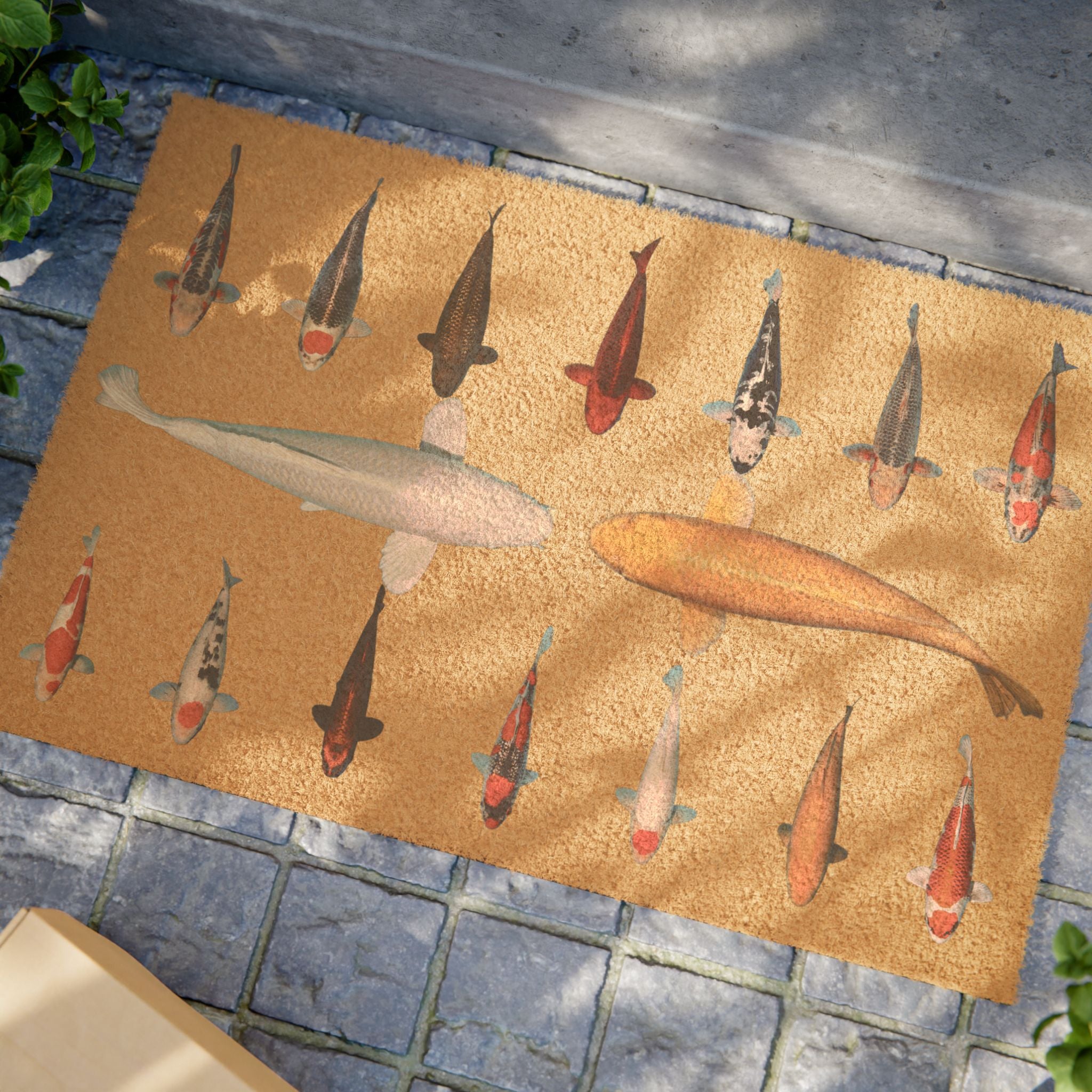 High Quality Japanese Koi Fish Welcome Mat With Shinya Aquaculture Logo