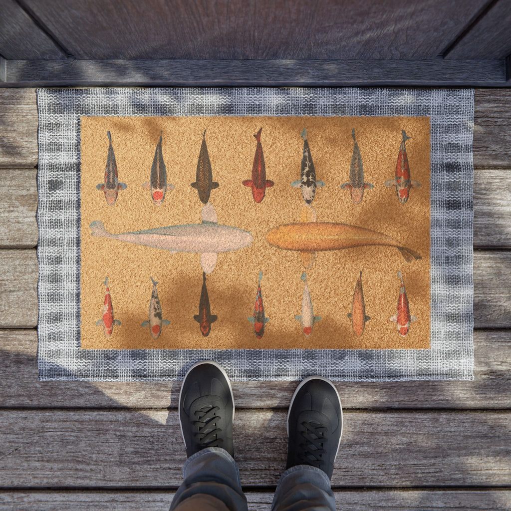 High Quality Japanese Koi Fish Welcome Mat With Shinya Aquaculture Logo