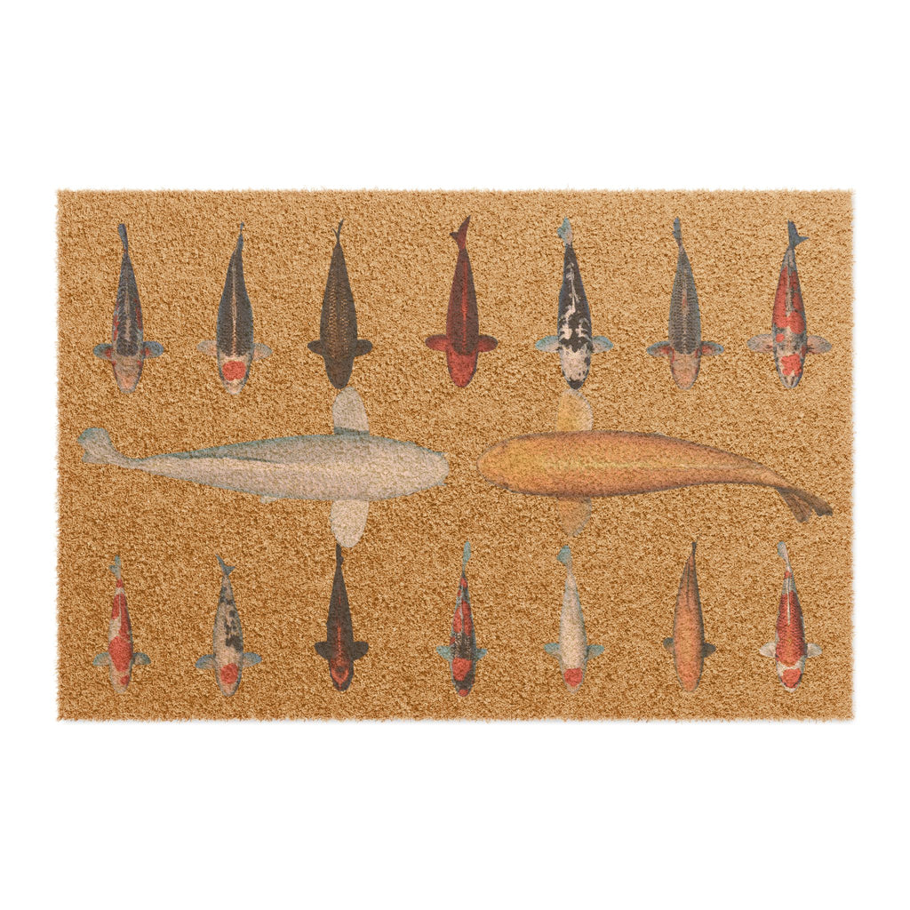 High Quality Japanese Koi Fish Welcome Mat With Shinya Aquaculture Logo