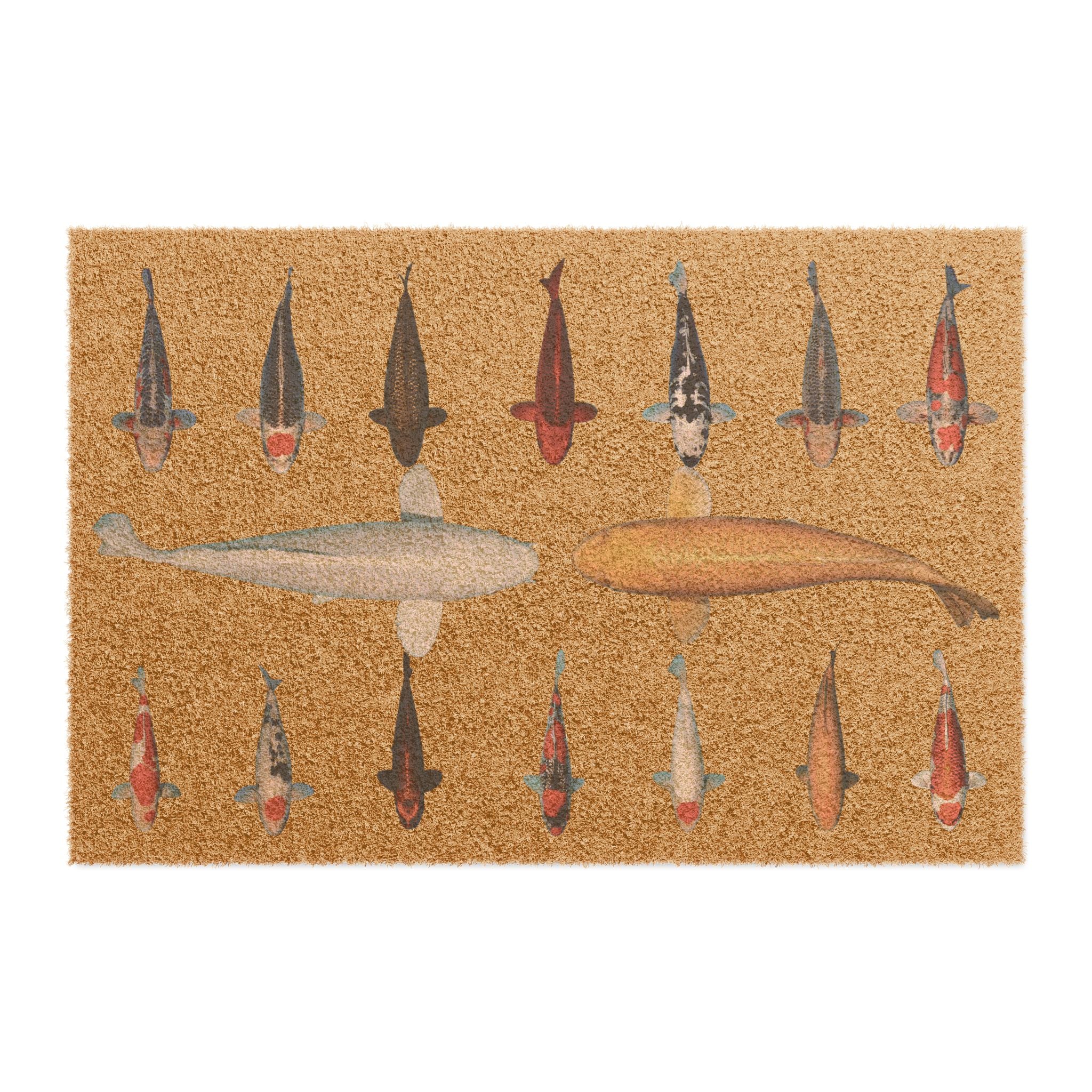 High Quality Japanese Koi Fish Welcome Mat With Shinya Aquaculture Logo
